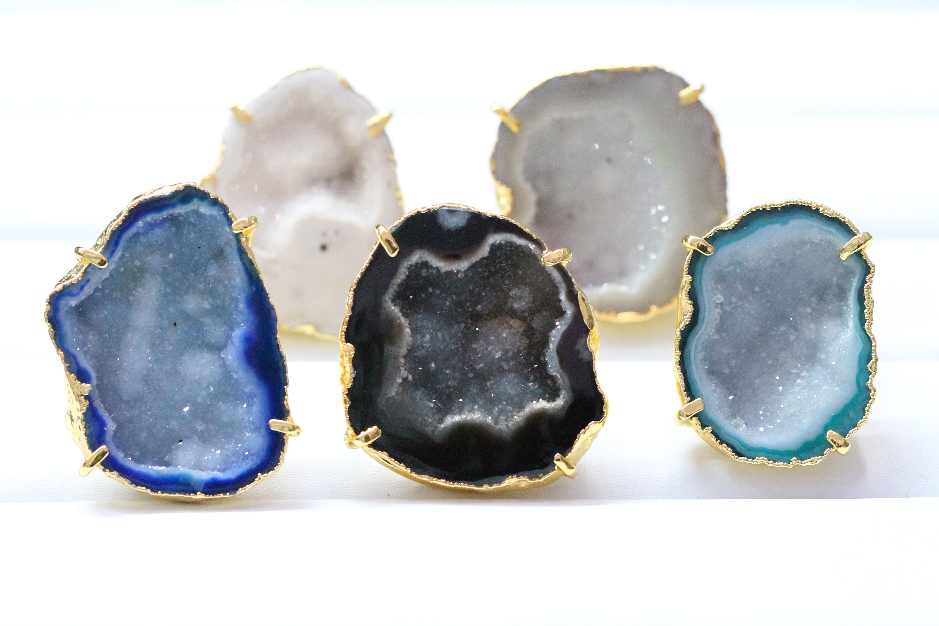Anokha Large Geode Statement Rings, 30 - 40 MM, Unlimited Sparkle in Life !! - Meena Design