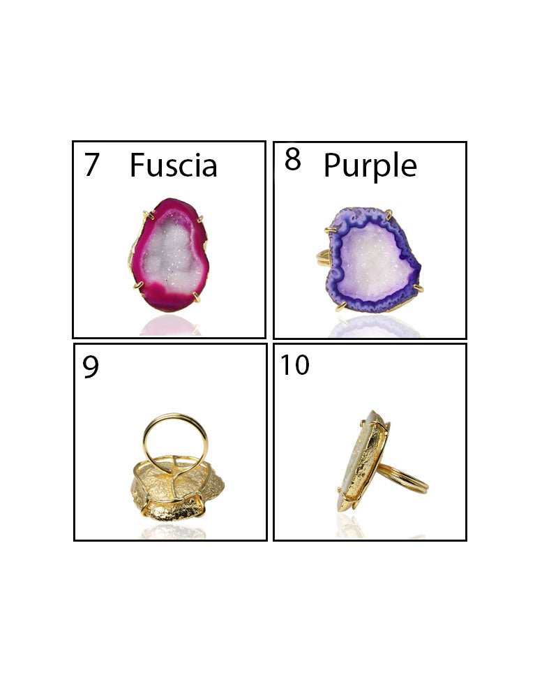 Anokha Large Geode Statement Rings, 30 - 40 MM, Unlimited Sparkle in Life !! - Meena Design