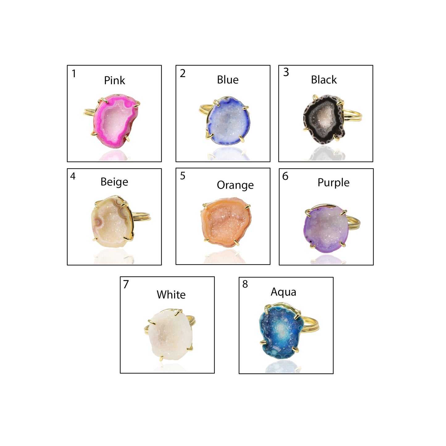 Anokha Small Geode Statement Rings, 15 - 25 MM, Unlimited Sparkle in Life !! - Meena Design