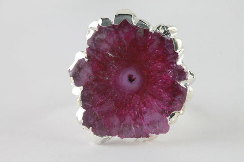 Beautiful Solar Quartz Handmade Ring, Unique Gift Idea for Her, Elegant Solar Quartz Flower Ring, Gifts For Her, Free Shipping, 25-30 mm - Meena Design