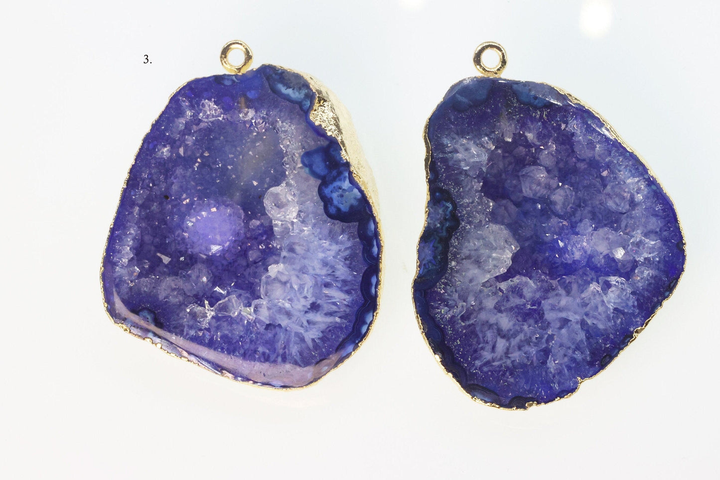 Blue Agate cave druzy or tobasco druzy geode Pairs For Earrings ***You can Order Exact Pairs as in Photos*** - Meena Design