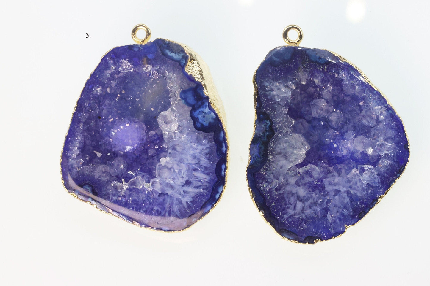 Blue Agate cave druzy or tobasco druzy geode Pairs For Earrings ***You can Order Exact Pairs as in Photos*** - Meena Design