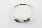 Bracelet Geode and Solar Quartz Gold Edged over Brass - Meena Design