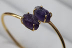 Bracelets Amethyst Raw natural gemstone gold plated - Meena Design