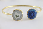 Bracelets Natural Gemstones Solar Quartz, Gemstone Bracelet, Druzy Bracelet, Gold Bracelet, Stackable, Adjustable - Meena Design
