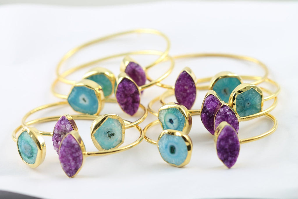 Bracelets Natural Solar Quartz And Druzy - Meena Design