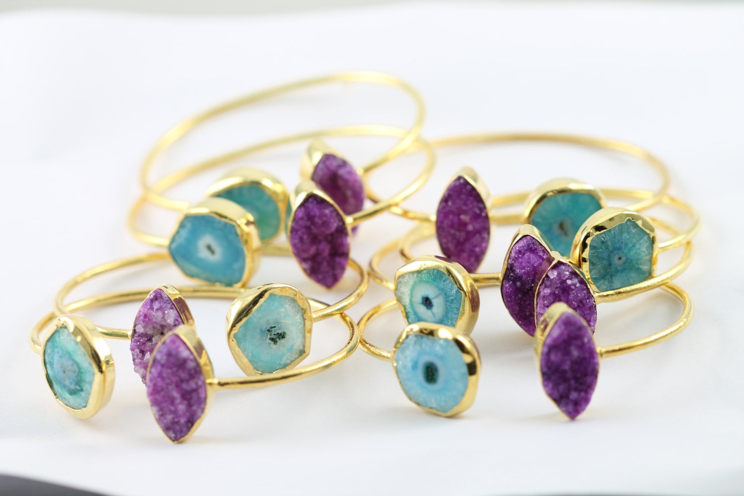 Bracelets Natural Solar Quartz And Druzy - Meena Design
