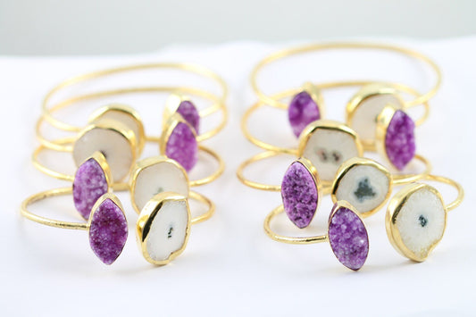Bracelets Natural Solar Quartz And Druzy - Meena Design