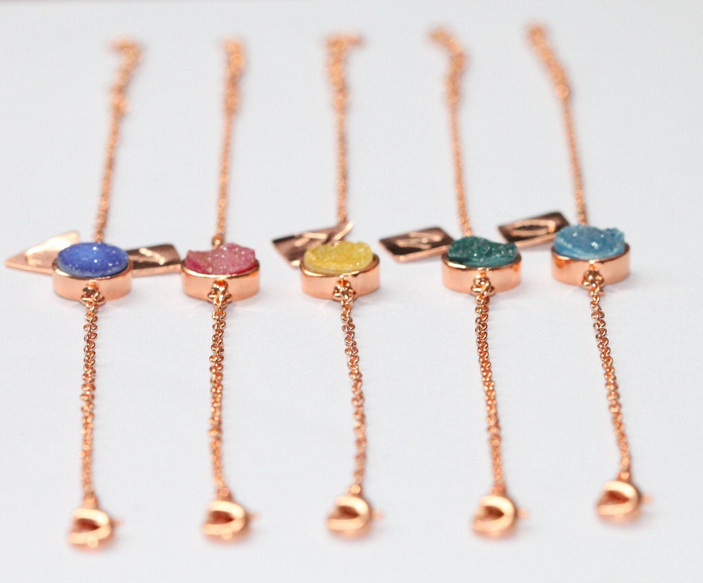 bridemaids gifts, wedding gifts, 手镯, Armband, braccialetto, gifts for her, gold druzy bracelet, Personalize Bracelet - Meena Design
