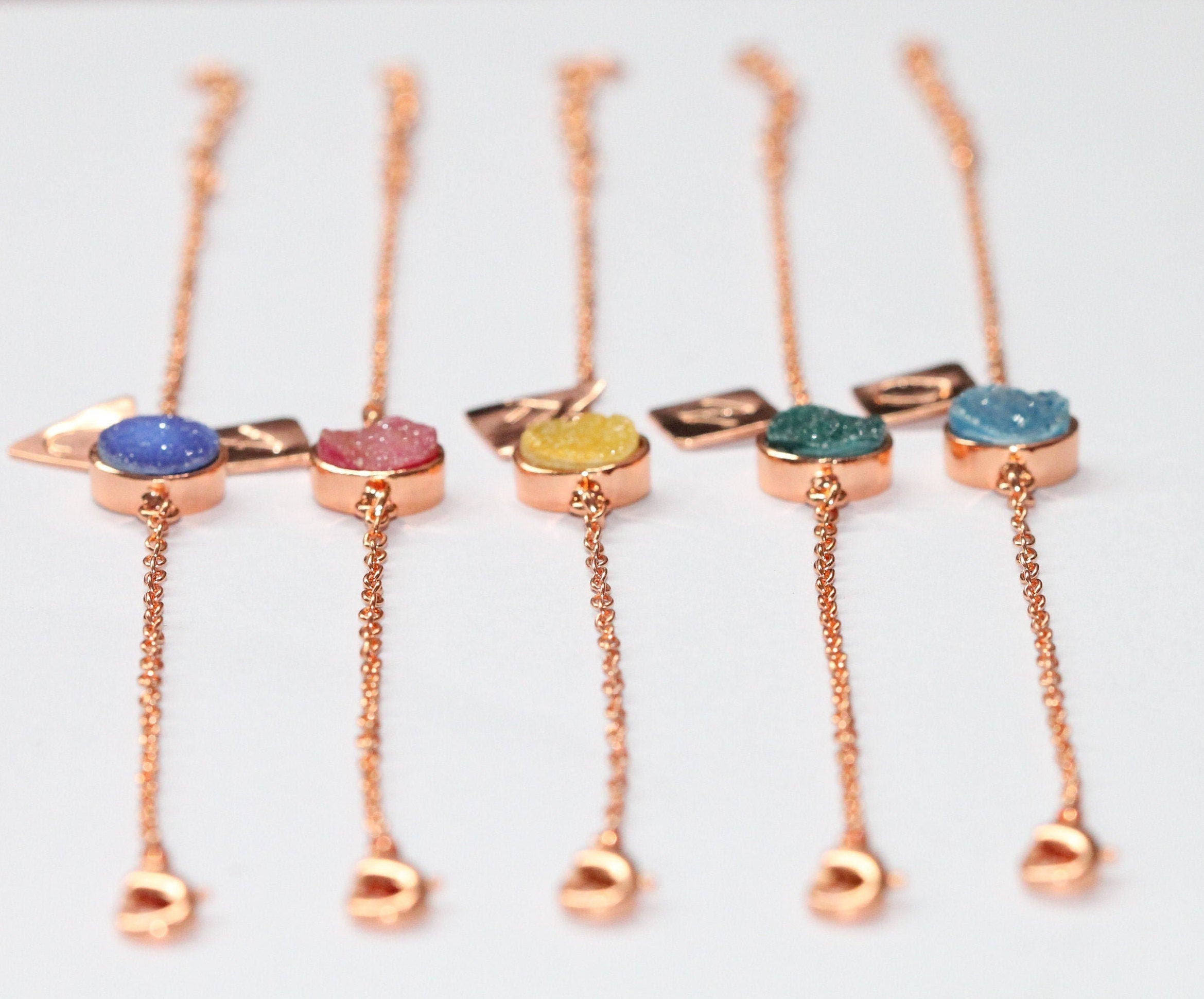 bridemaids gifts, wedding gifts, 手镯, Armband, braccialetto, gifts for her, gold druzy bracelet, Personalize Bracelet - Meena Design