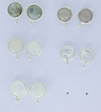 Circle Chalcedony Earpost Silver 92.5 Bezel Ear post Natural gemstone Earpost labradorite rose quartz earpost white rainbow DIY earrings - Meena Design
