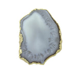 cocktail rings, statement rings, 25-40mm Natural Agate Geode Slice Stone Ring 24 k Gold Plating Edged Adjustable Shank - Meena Design