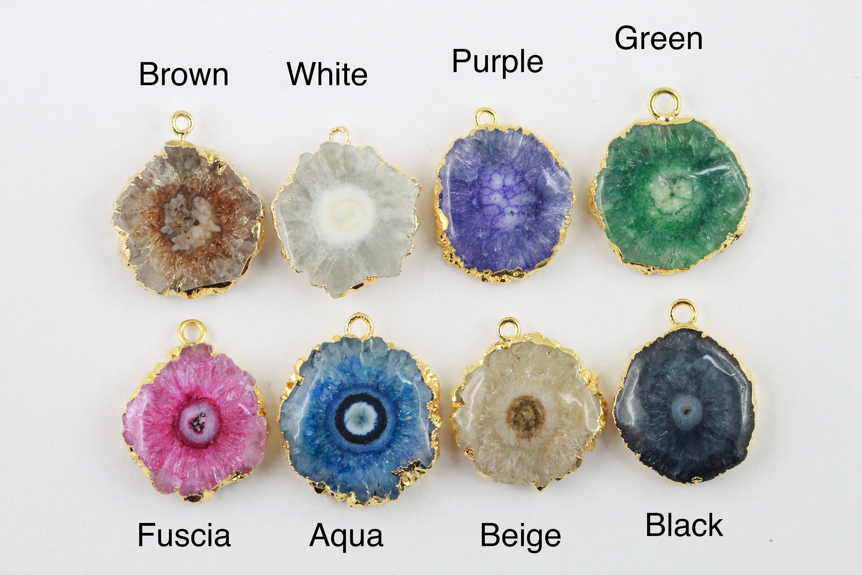 Connector, Gemstone, Solar Quartz, stalactite, Natural Gemstones, Slice, Druzy, Wholesale Gemstones, Unique Gemstones, One-of-a-kind - Meena Design