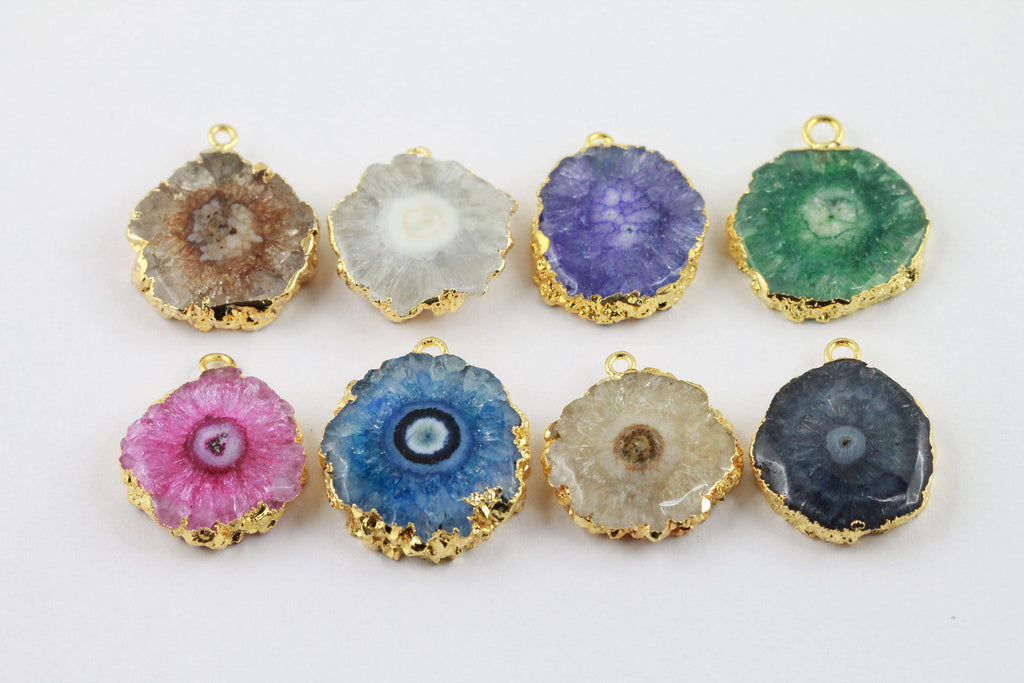 Connector, Gemstone, Solar Quartz, stalactite, Natural Gemstones, Slice, Druzy, Wholesale Gemstones, Unique Gemstones, One-of-a-kind - Meena Design