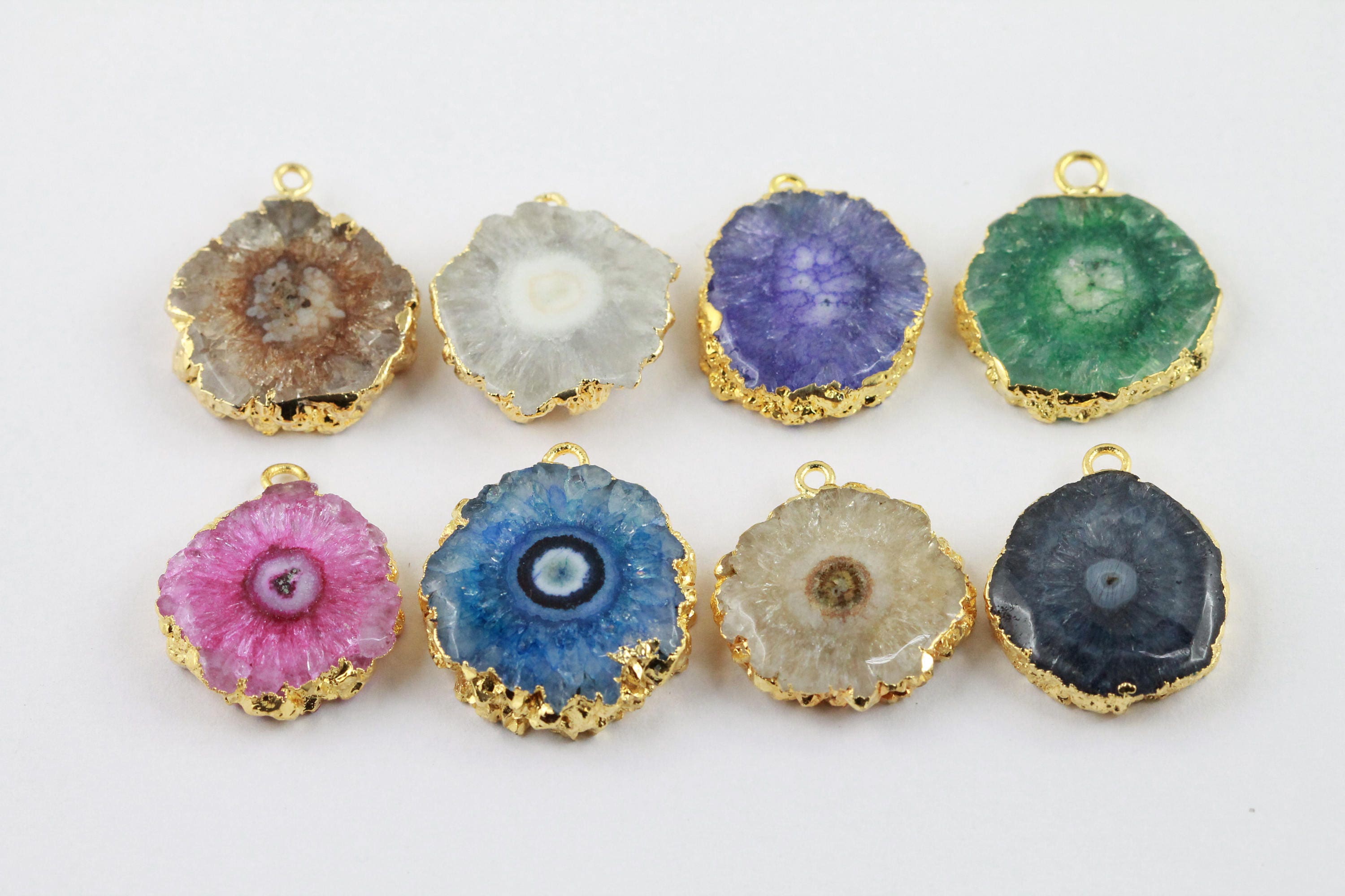 Connector, Gemstone, Solar Quartz, stalactite, Natural Gemstones, Slice, Druzy, Wholesale Gemstones, Unique Gemstones, One-of-a-kind - Meena Design