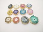 Connector Natural Solar Quartz, Gold Charms, Silver Pendants, Stalactite Gemstones, White Cloud, 20-25MM, - Meena Design