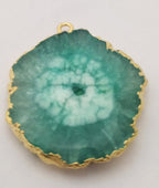 Connector Natural Solar Quartz, Gold Charms, Silver Pendants, Stalactite Gemstones, White Cloud, 20-25MM, - Meena Design