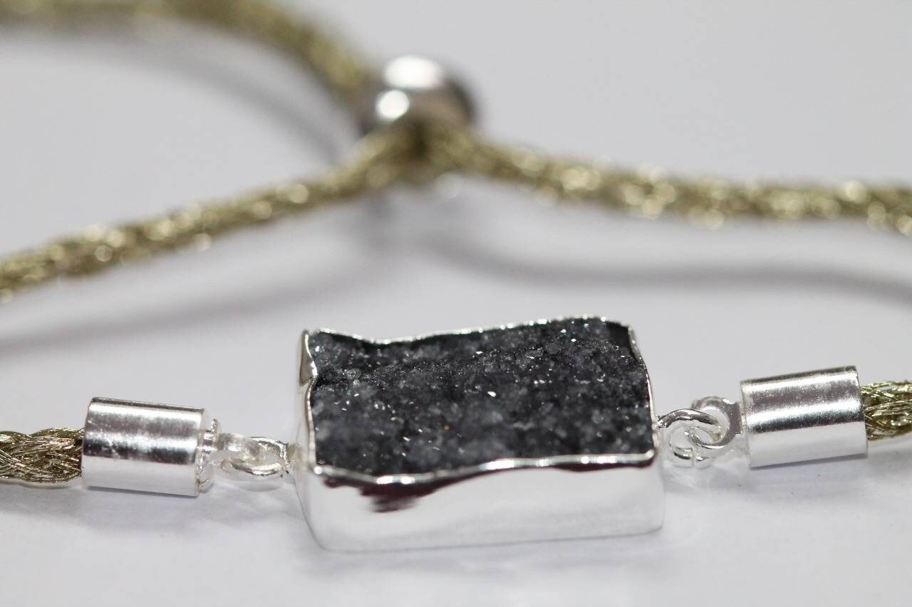 Cord Bracelet Druzy Rectangle - Meena Design