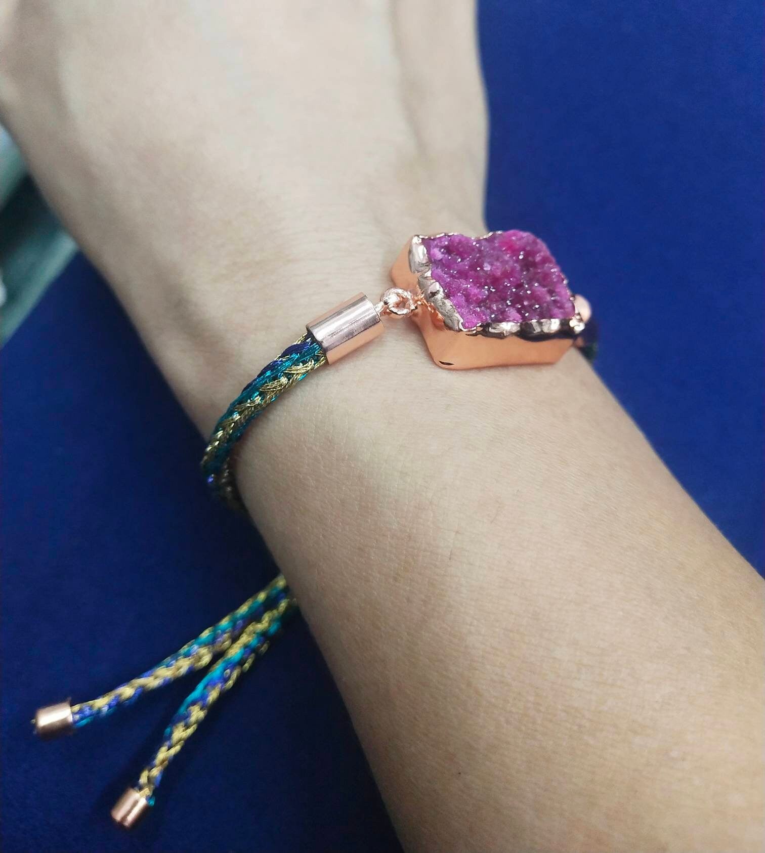 Cord Bracelet Druzy Rectangle - Meena Design