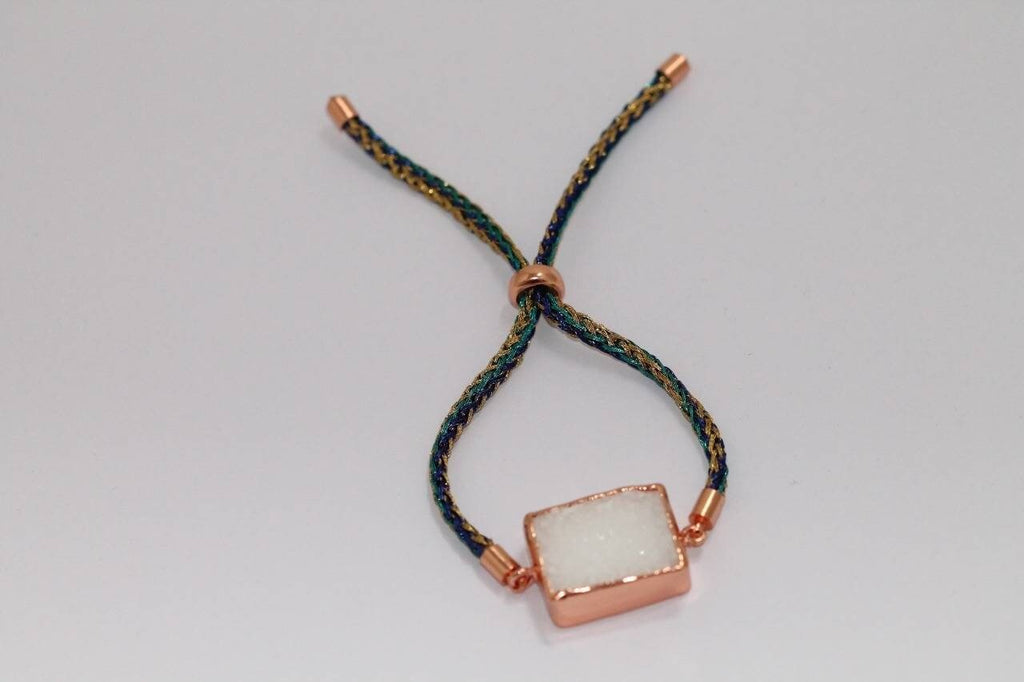 Cord Bracelet Druzy Rectangle - Meena Design