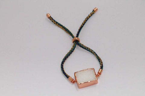 Cord Bracelet Druzy Rectangle - Meena Design