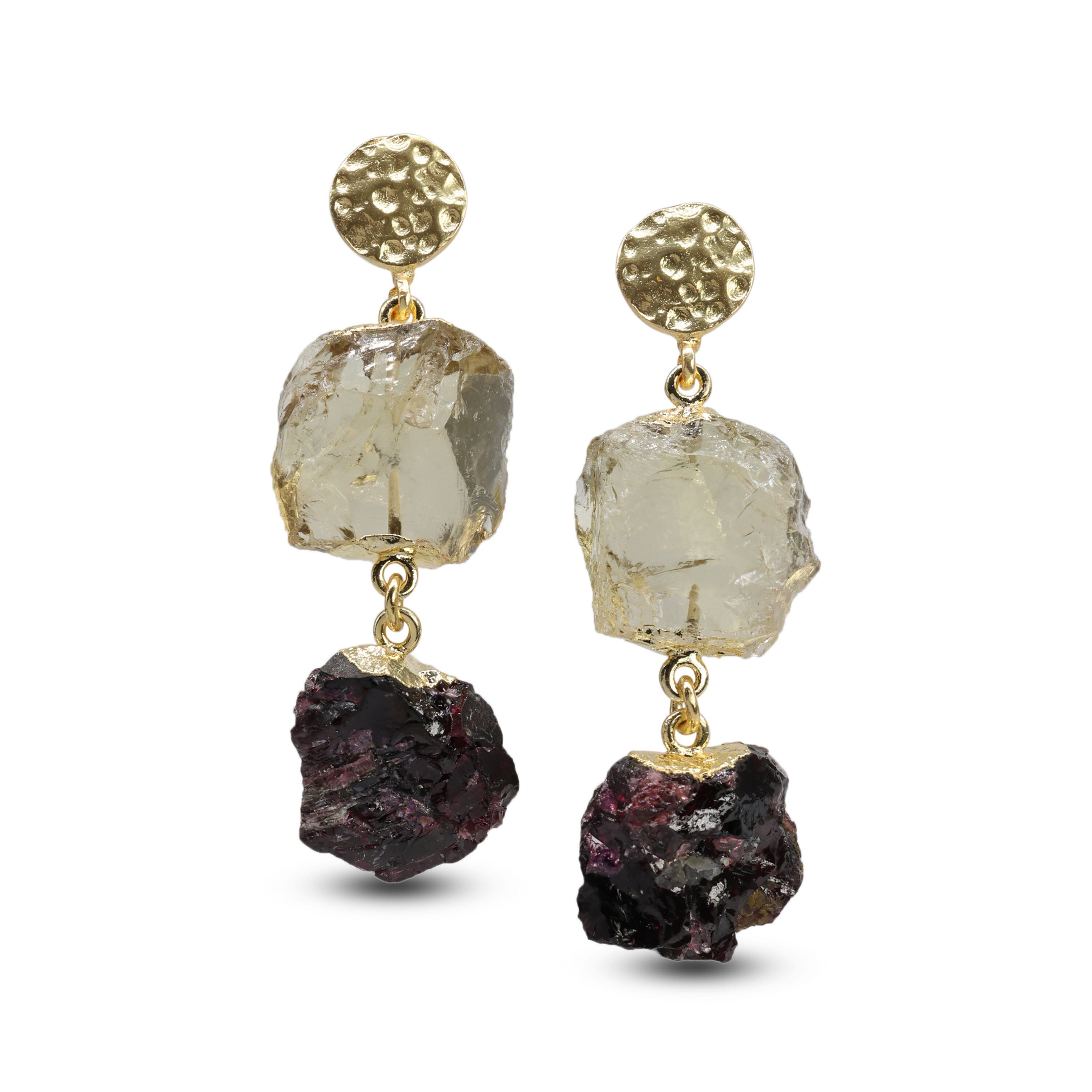 Crystal Raw Birthstone Earring, Natural Gemstone Earrings - Meena Design