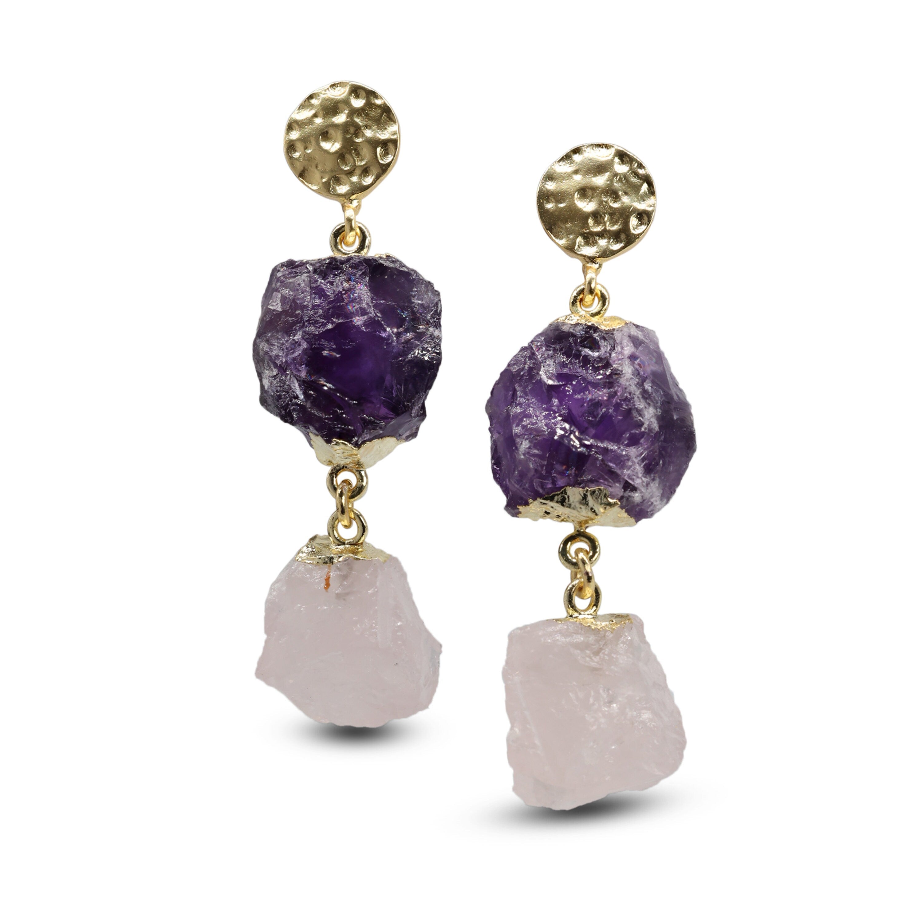 Crystal Raw Birthstone Earring, Natural Gemstone Earrings - Meena Design
