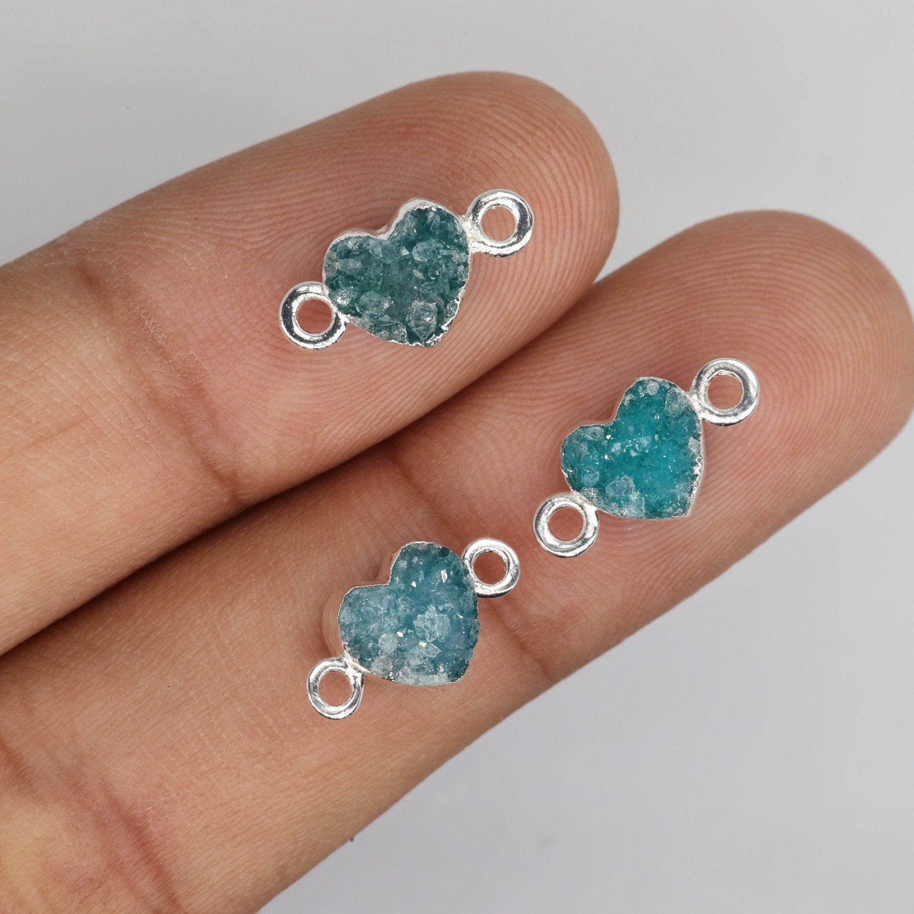 Dainty Heart Druzy Connector, Natural Gemstone Supply - Meena Design