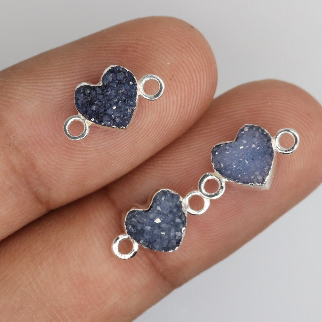Dainty Heart Druzy Connector, Natural Gemstone Supply - Meena Design