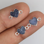 Dainty Heart Druzy Connector, Natural Gemstone Supply - Meena Design