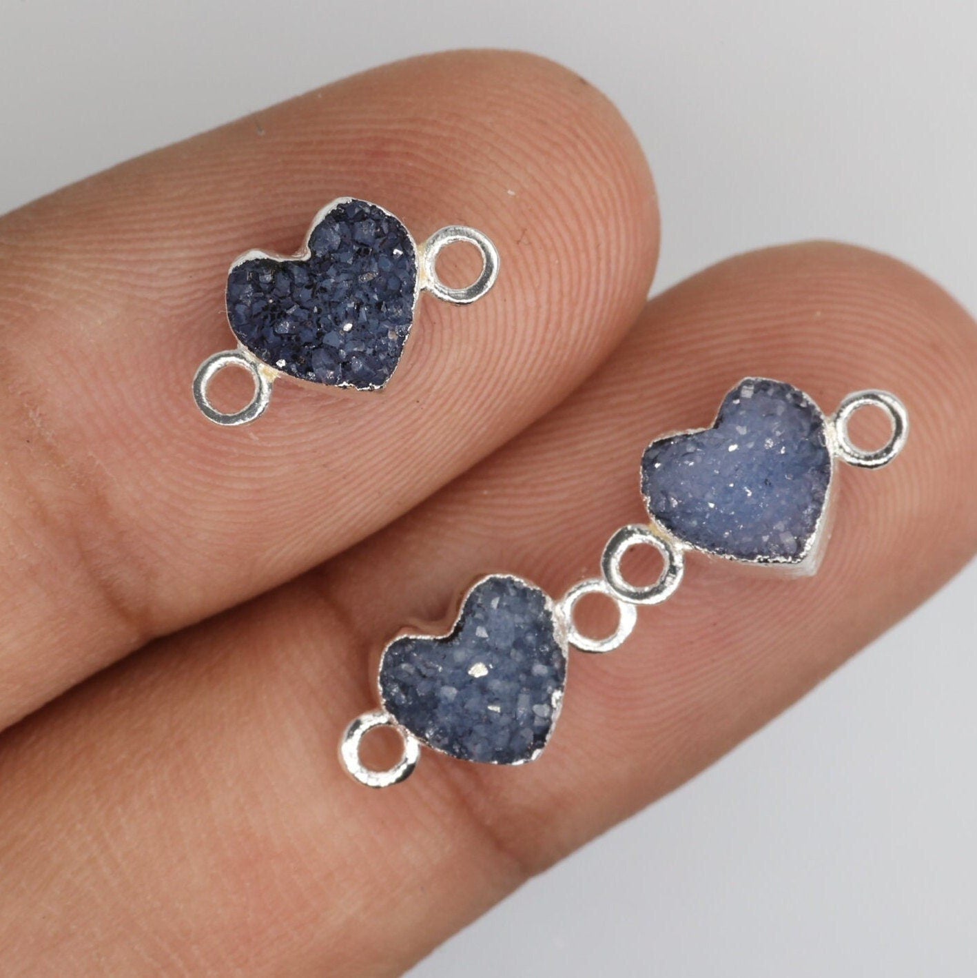 Dainty Heart Druzy Connector, Natural Gemstone Supply - Meena Design