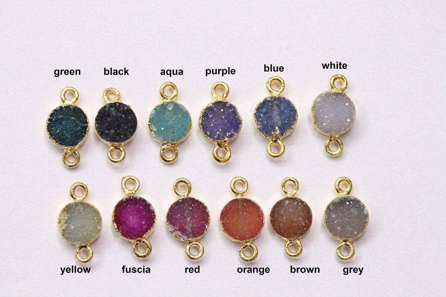 Dainty Natural Druzy Charms for Earrings, Bracelets & Necklaces, 8 MM Round - Meena Design