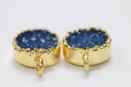 DIY Druzy Earrings, Round Stud Earrings, Loop Connector Earrings, Gold Earring Finding, Gold Plated Studs - Meena Design
