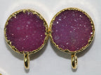 DIY Druzy Earrings, Round Stud Earrings, Loop Connector Earrings, Gold Earring Finding, Gold Plated Studs - Meena Design
