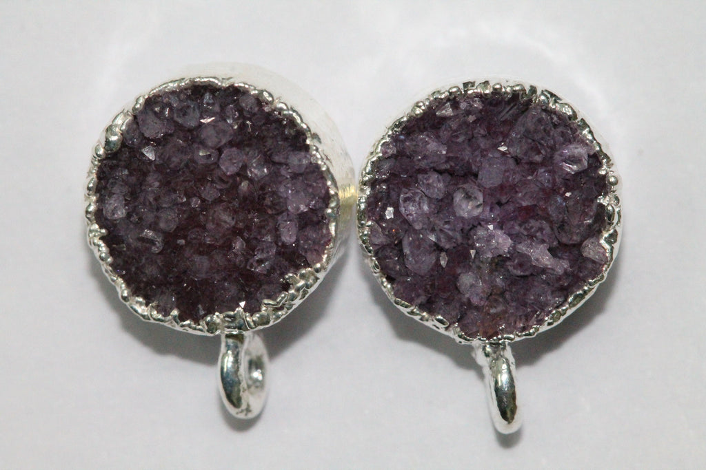 Druzy Round Gemstones Gold Edged DIY Earring - Meena Design