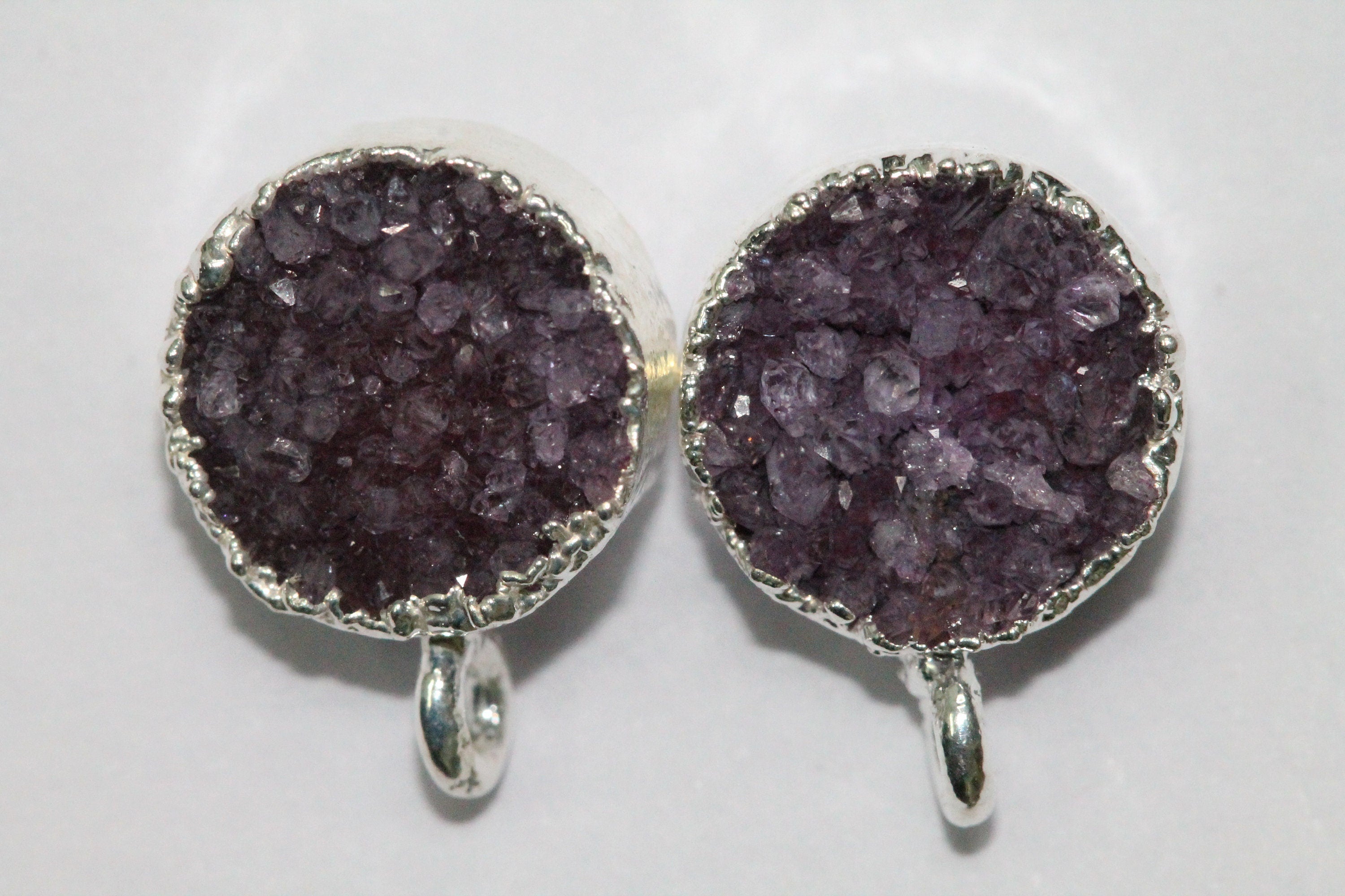 Druzy Round Gemstones Gold Edged DIY Earring - Meena Design