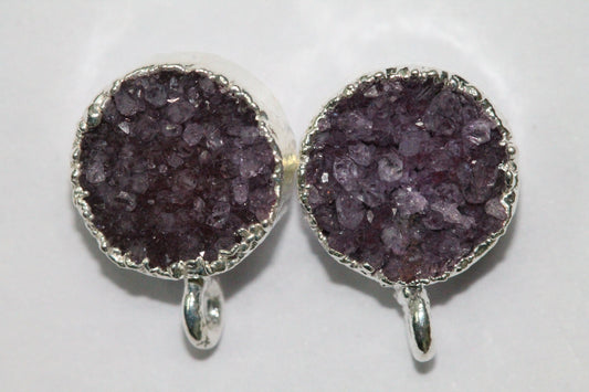 Druzy Round Gemstones Gold Edged DIY Earring - Meena Design