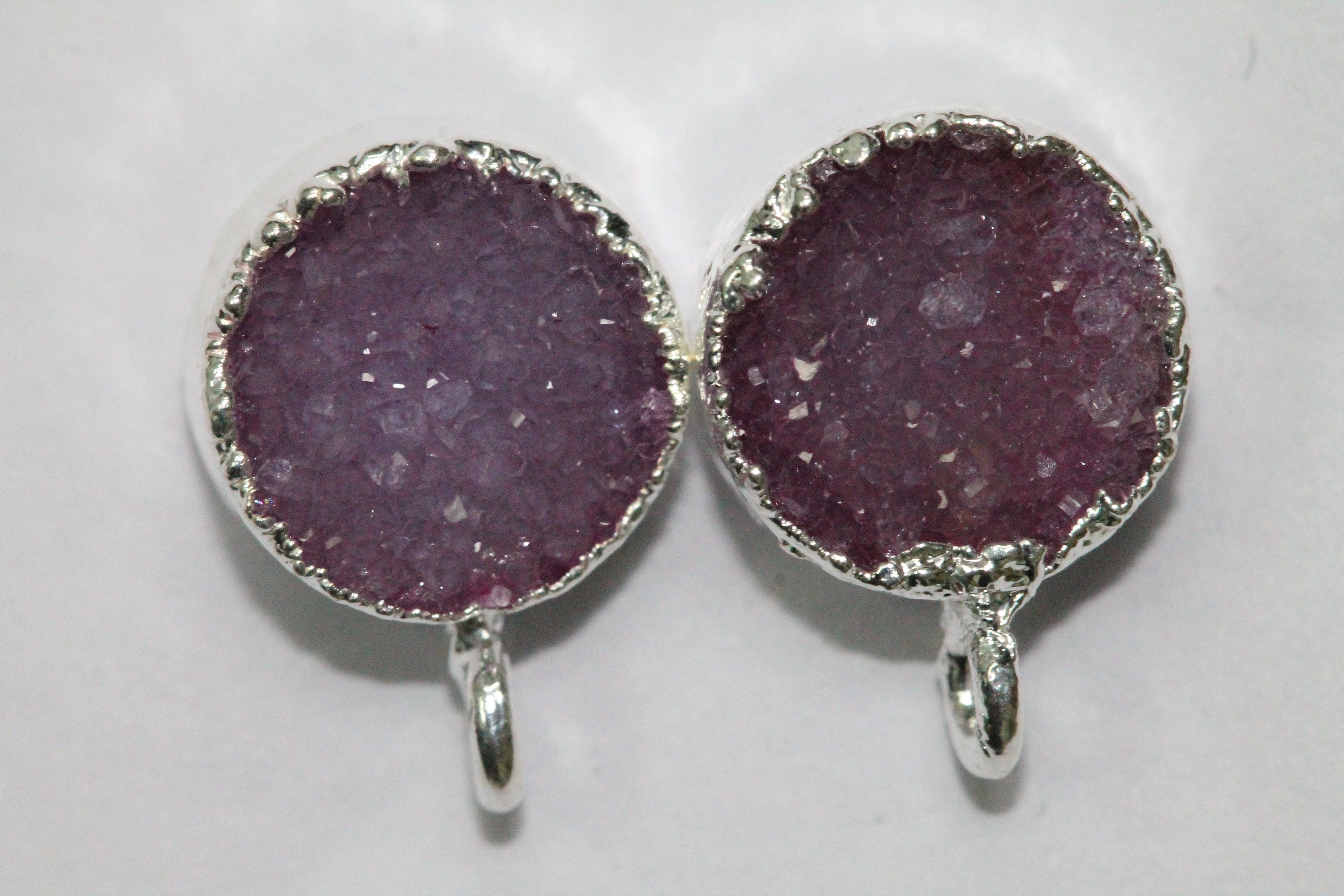 Druzy Round Gemstones Gold Edged DIY Earring - Meena Design