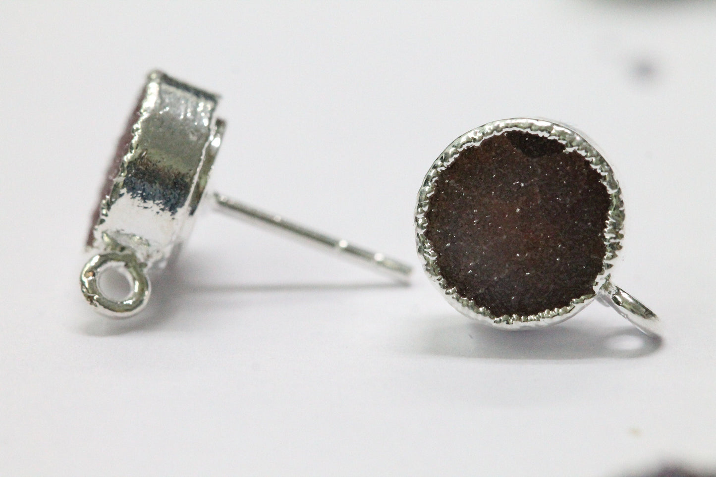 Druzy Round Gemstones Gold Edged DIY Earring - Meena Design