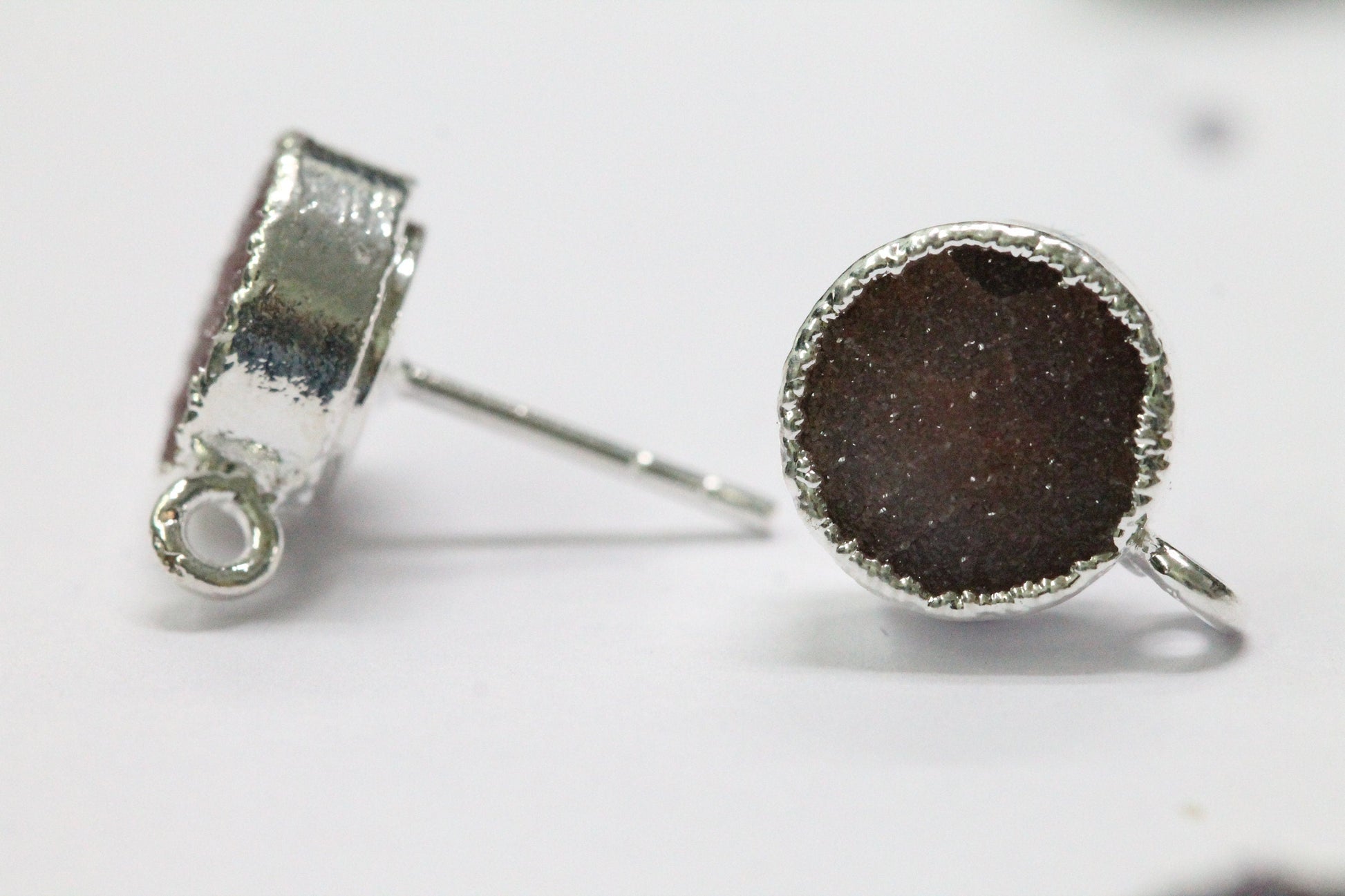 Druzy Round Gemstones Gold Edged DIY Earring - Meena Design