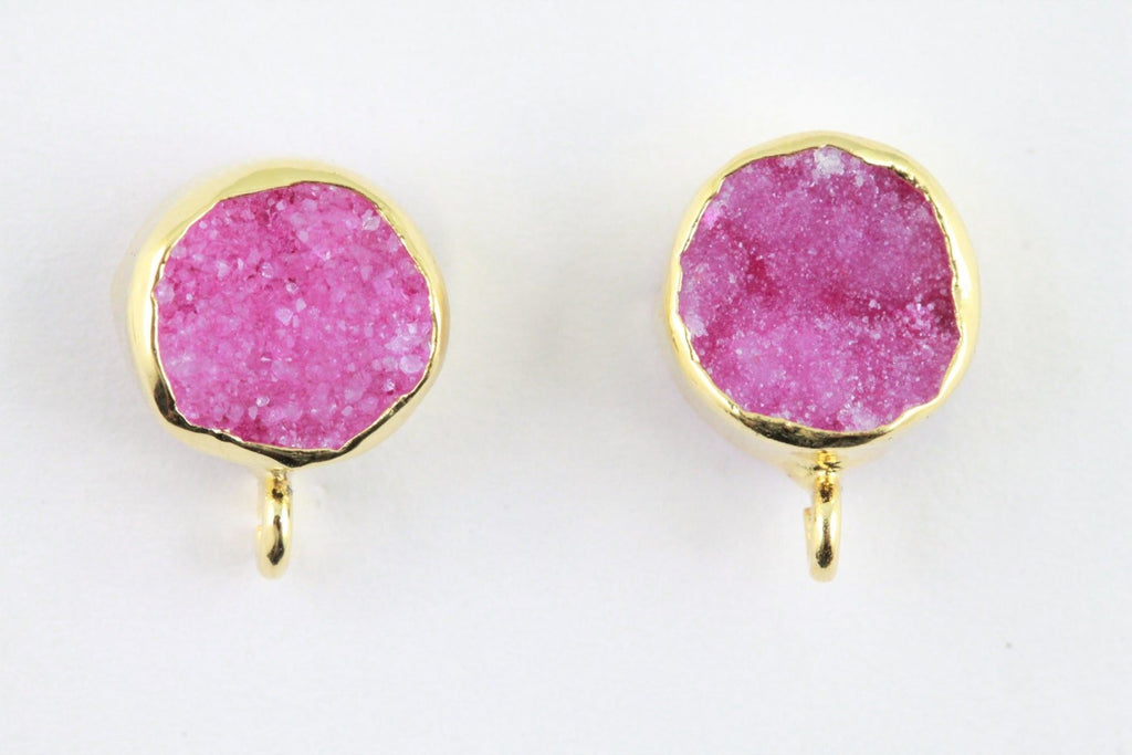 Ear Post Druzy Gold Plated Bezel - Meena Design