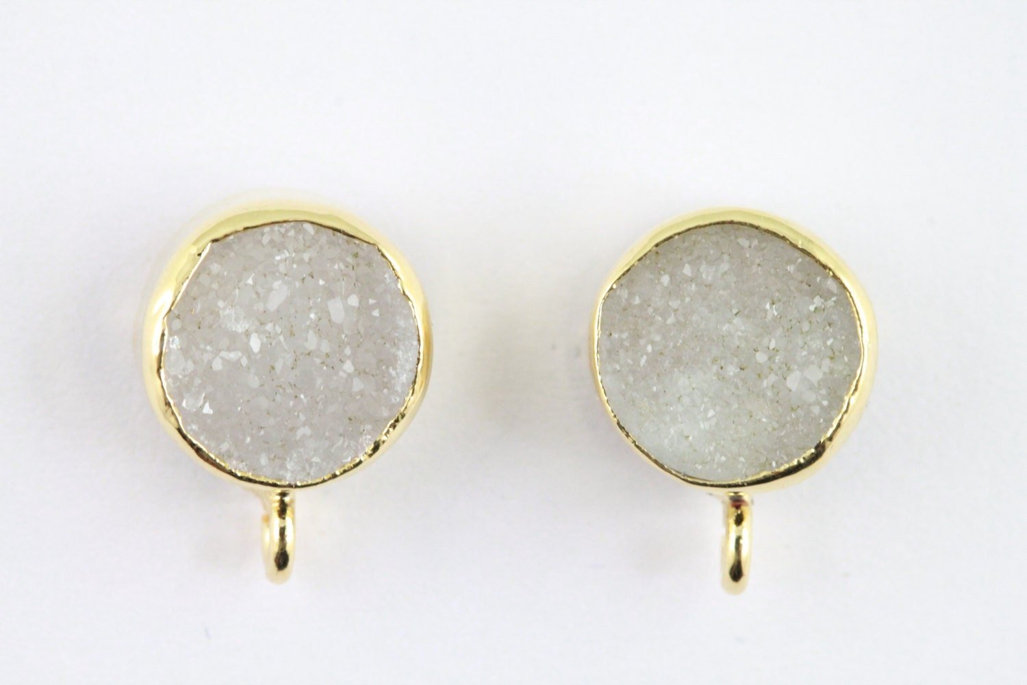 Ear Post Druzy Gold Plated Bezel - Meena Design