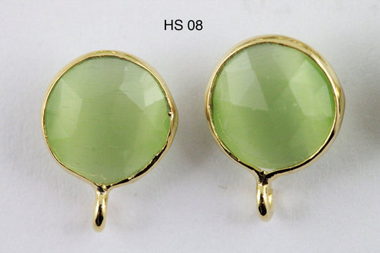 Earpost Catseye DIY Earrings Studs, 10 MM - Meena Design