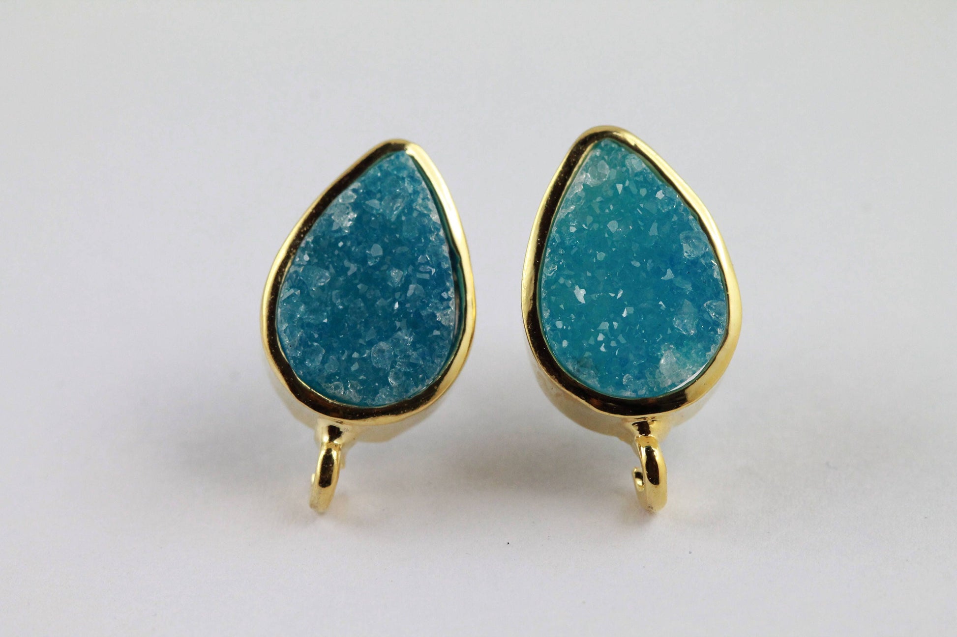 Earpost, Stud For Making Earring, Natural Druzy Pear, Earrings Connect, Minimalistic - Meena Design