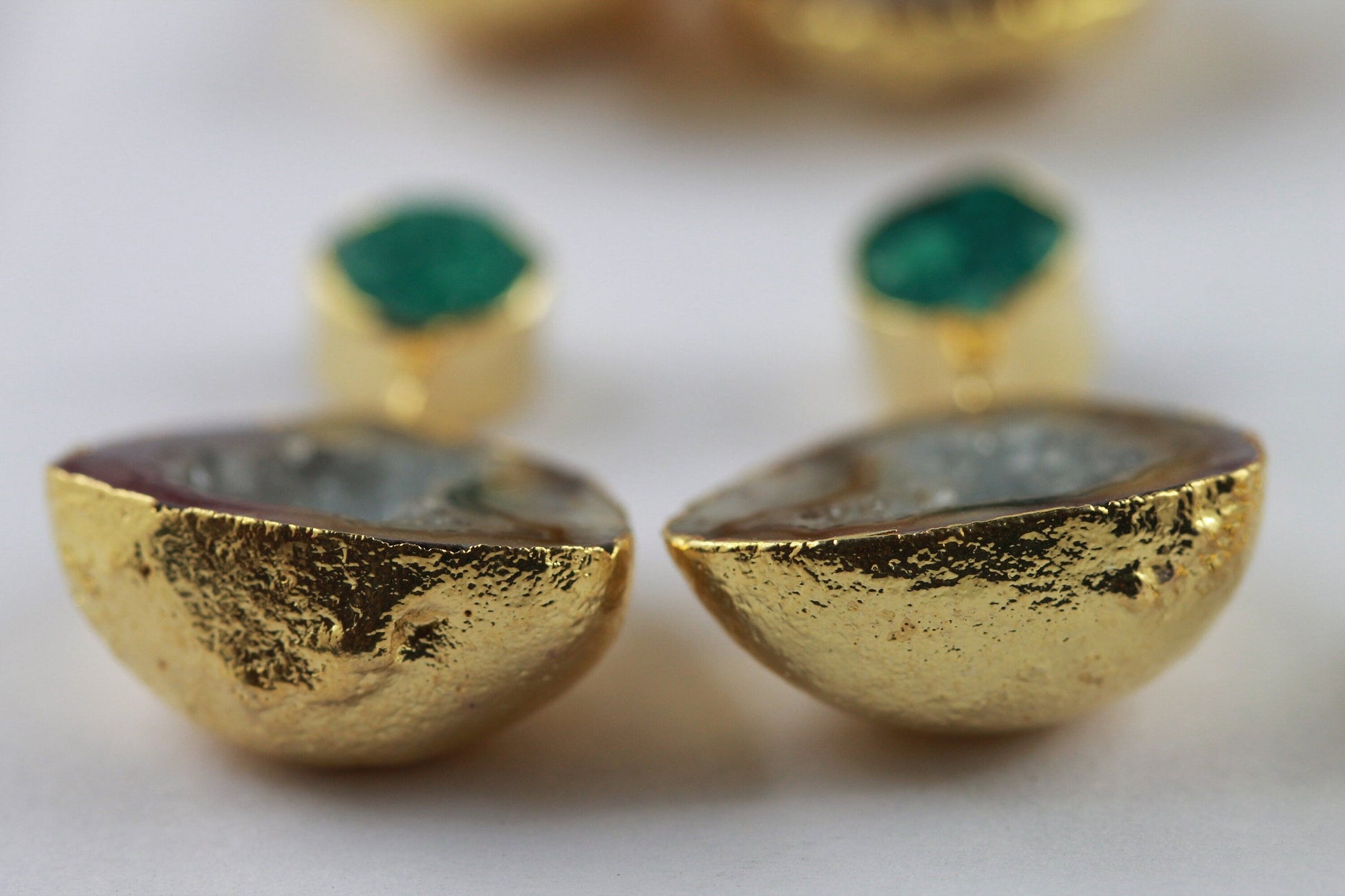 Earrings 45-60 mm , Natural Geode earrings, Druzy Earrings, Rock, Gold Gemstone - Meena Design