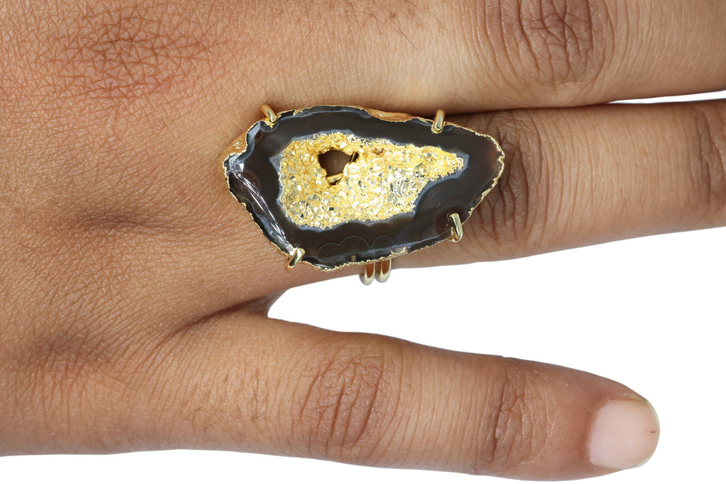Elegance Geode Druzy Slice Ring, Wholesale Store & Gem Show Supply - Meena Design