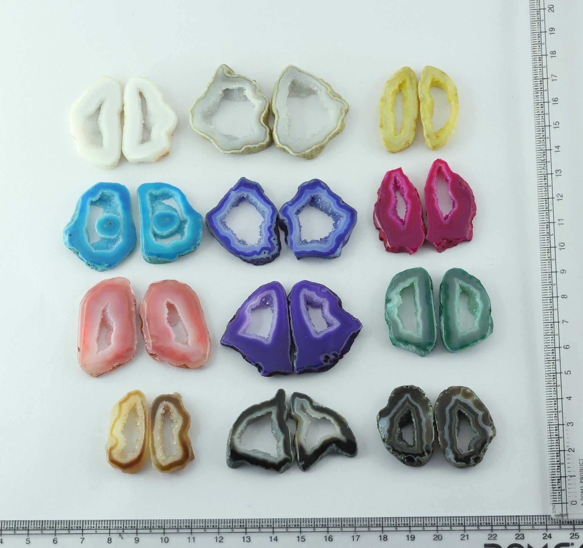 Gemstone Pairs 30 - 50 MM Natural Agate Geode Slice Pairs Hand Polished Two Side - Meena Design