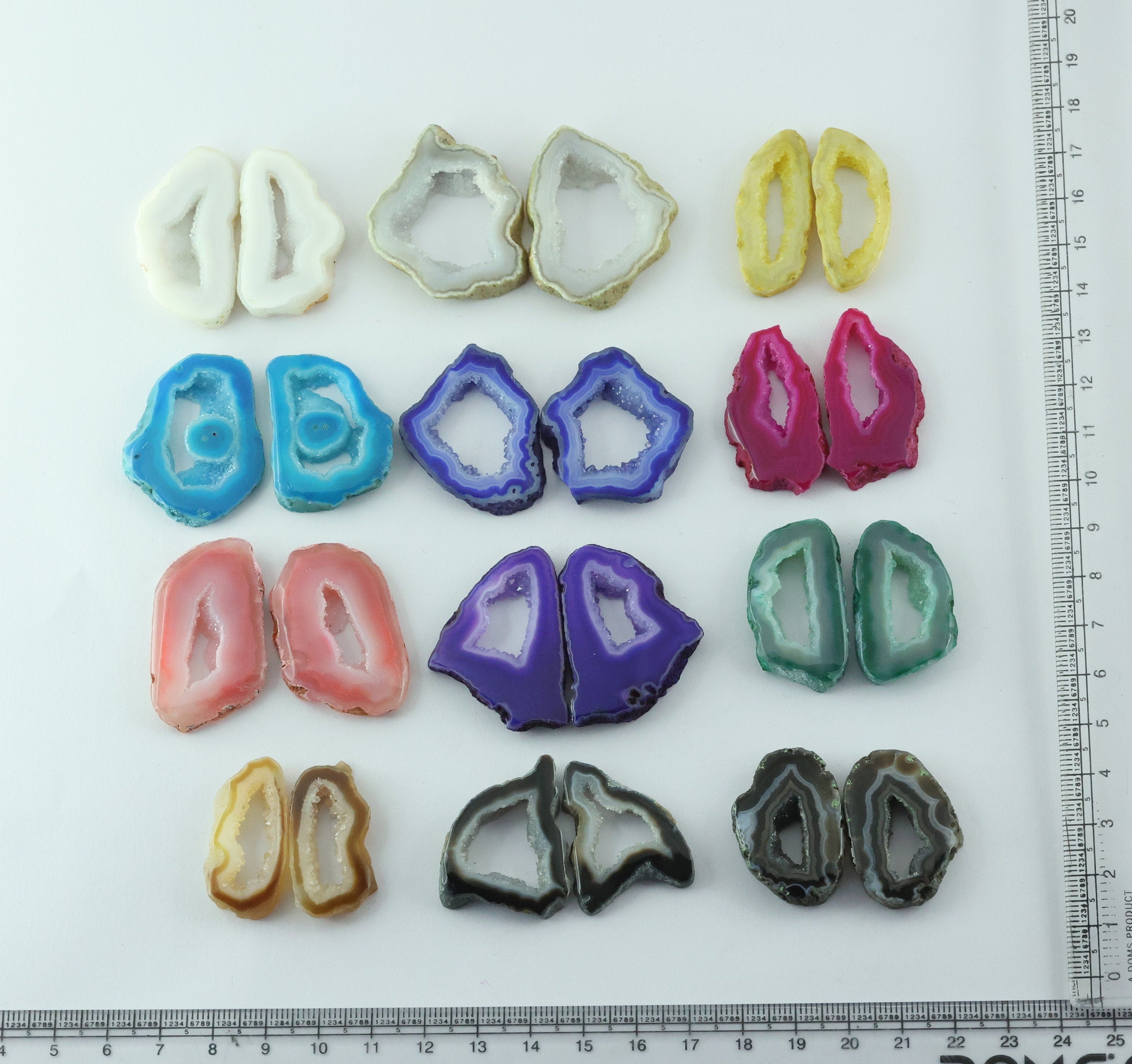 Gemstone Pairs 30 - 50 MM Natural Agate Geode Slice Pairs Hand Polished Two Side - Meena Design