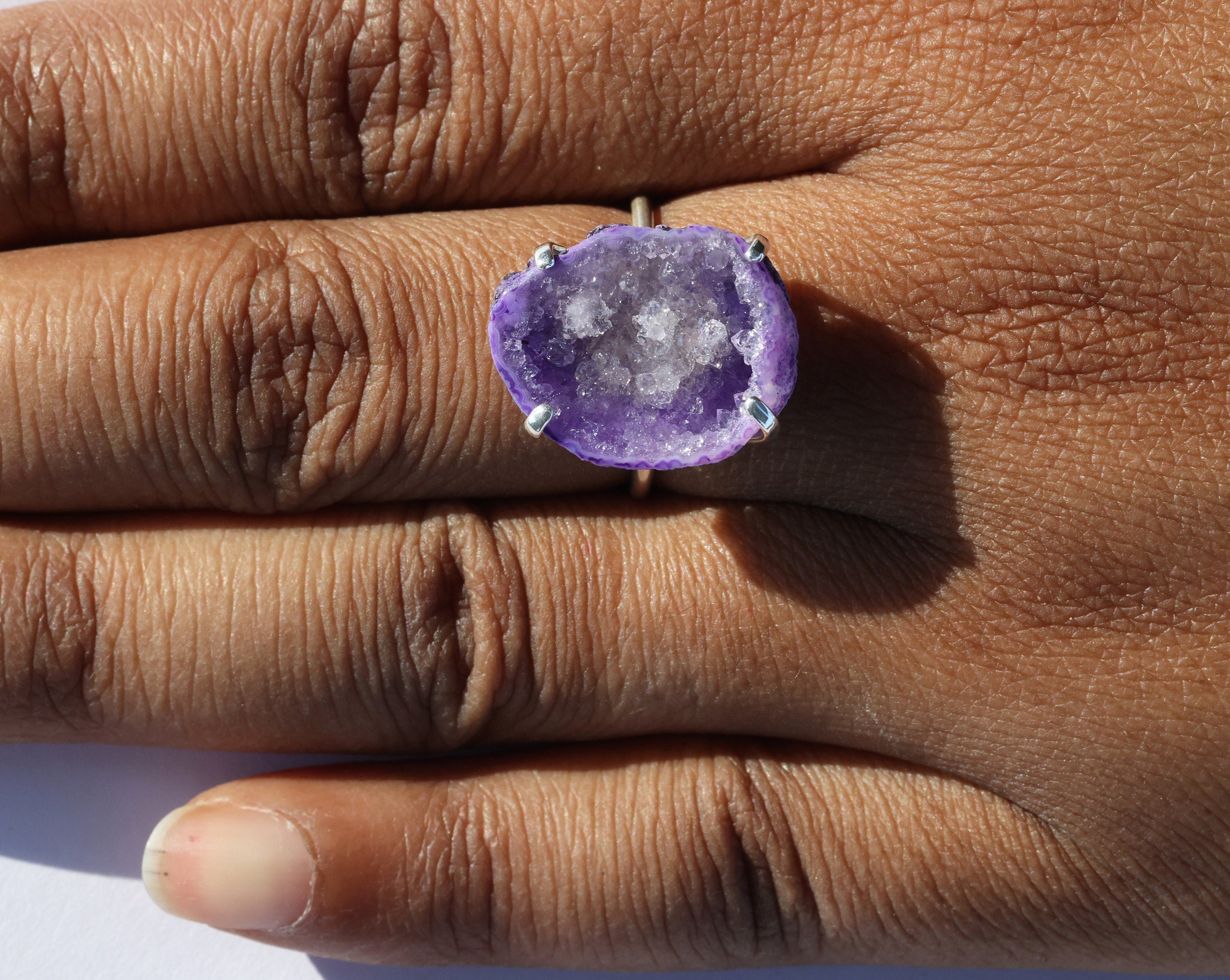 Geode, Agate, Silver, Statement Ring, Geode Ring, Druzy Ring, Crystal Ring, Gemstone Ring, Ring Silver, Adjustable Ring, Gift For Her, 925 - Meena Design