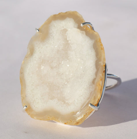 Geode, Agate, Silver, Statement Ring, Geode Ring, Druzy Ring, Crystal Ring, Gemstone Ring, Ring Silver, Adjustable Ring, Gift For Her, 925 - Meena Design